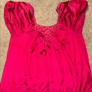 Vintage MISS ELAINE Fuchsia Nylon Nightgown Style #5024 Lot #1597 Size Medium